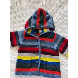 Hooded, striped, knit jacket